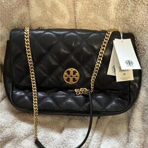 Tory Burch Black Quilted Leather Handbag
